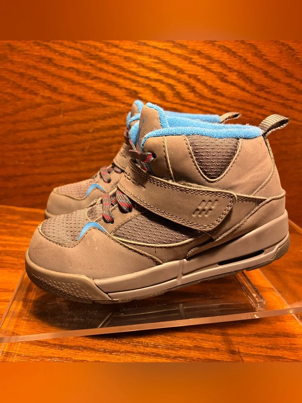Jordan Flight 45 High Top Toddler Sneakers Gray Blue Size 10C